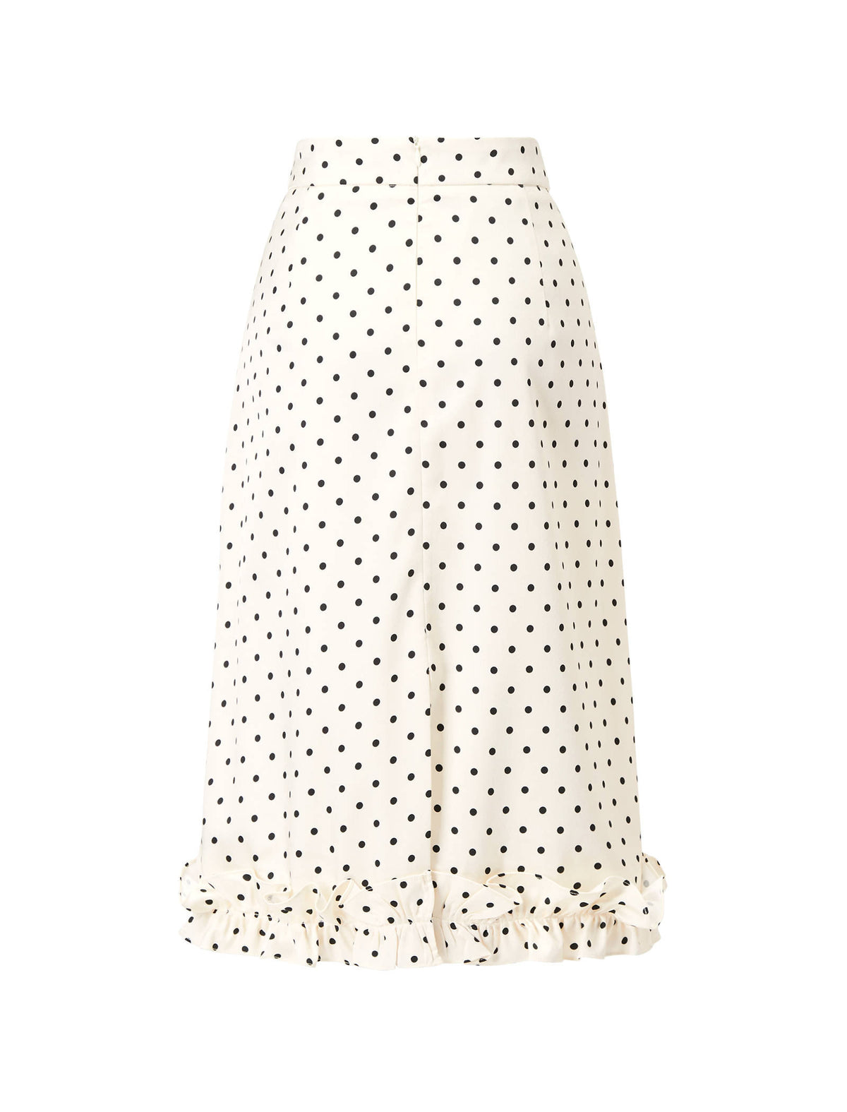 Polka Dot Ruffle Hem Midi Skirt