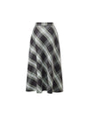 Plaid Bias-Cut A-Line Midi Skirt