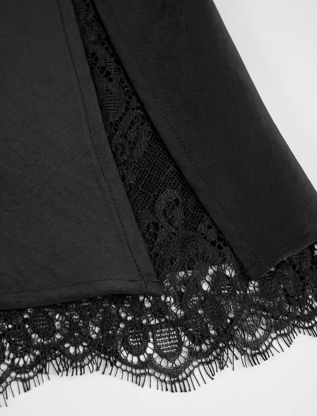Solid Color Lace Hem Midi Skirt