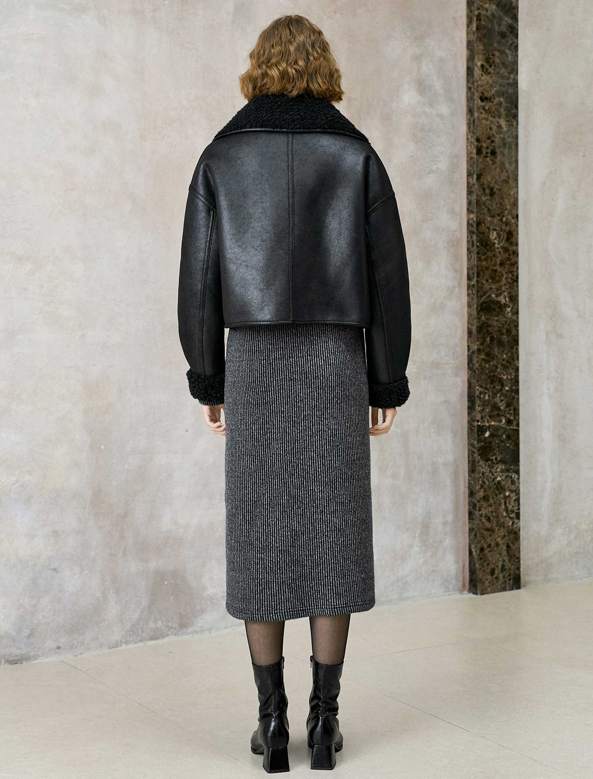 Reversible Faux Shearling Cropped Jacket