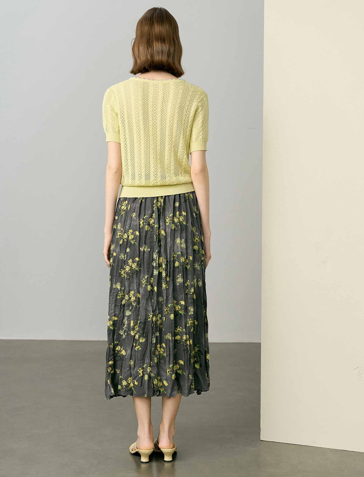 Floral Pleated Midi Skirt