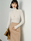 100% Wool Turtleneck Slim-Fit Knit Top