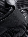 Black Metallic Pleated Midi Skirt