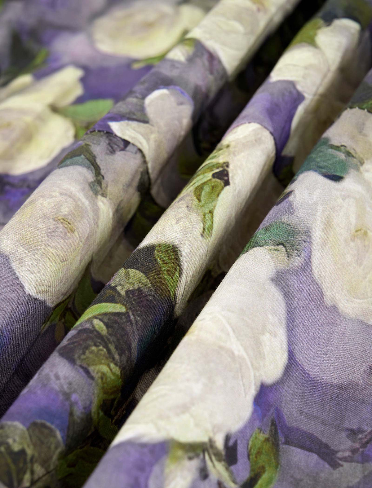 Cotton Purple Floral Print A-Line Midi Skirt