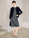 Wool Blend Pearl Beaded Crewneck Tweed Sheath Dress