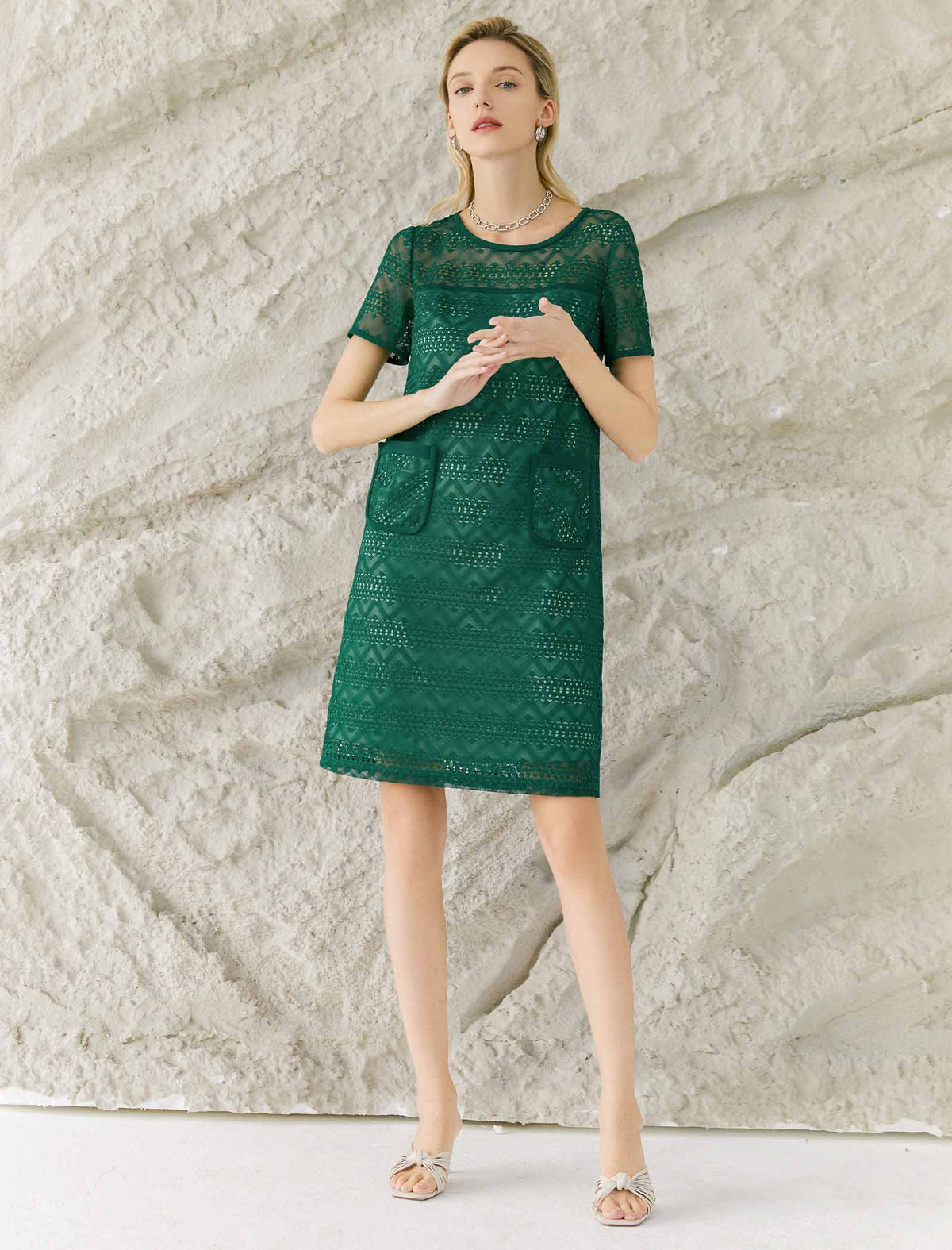 Lace Shift Above Knee Dress