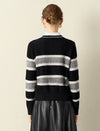 Black White Striped Loose Knit Sweater