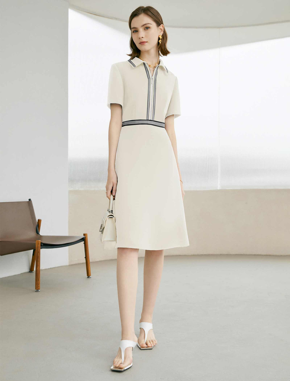 Zip-Up Shirt Dress