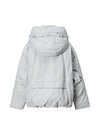 Detachable-Hood Stand-Collar Zip-Front Cropped Puffer Jacket