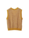 Wool Blend Textured Plaid V-Neck Sweater Vest