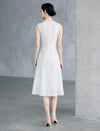 Cream Sequin Lace Sleeveless A-Line Midi Dress