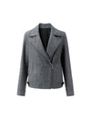 Wool Blend Zip-Front Cropped Jacket