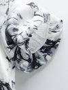 Watercolor Floral Puff Sleeve Midi Dress