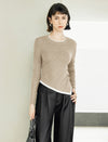 Colorblock Long Sleeve Layered-Look Asymmetric Split-Hem Top