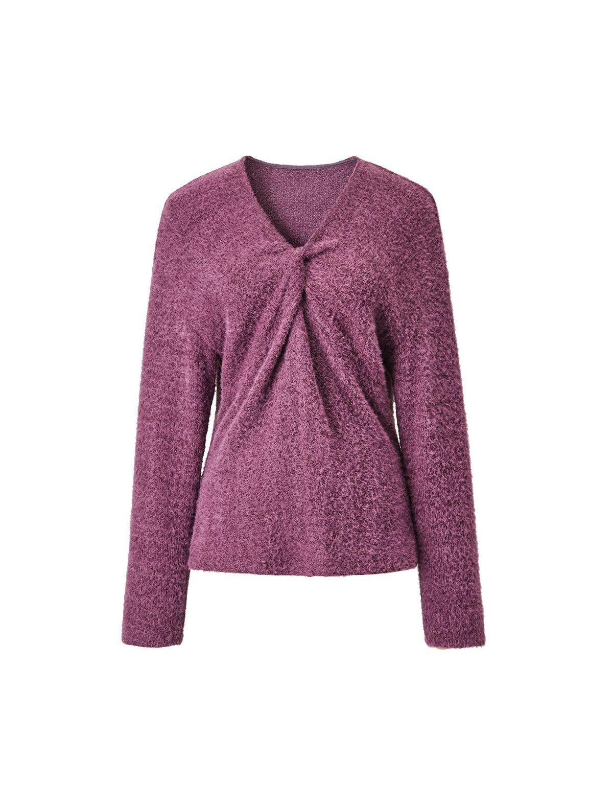 Detachable Scarf-Neck Fuzzy Knit Sweater