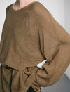 Loose-fitting long-sleeve knit top