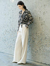 Black Tie-Dye Tie-Neck Blouse