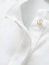 Frill Mock Neck Semi-Sheer Sleeve Blouse