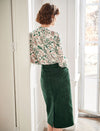 Floral Gathered Detail Mock-Neck Blouse