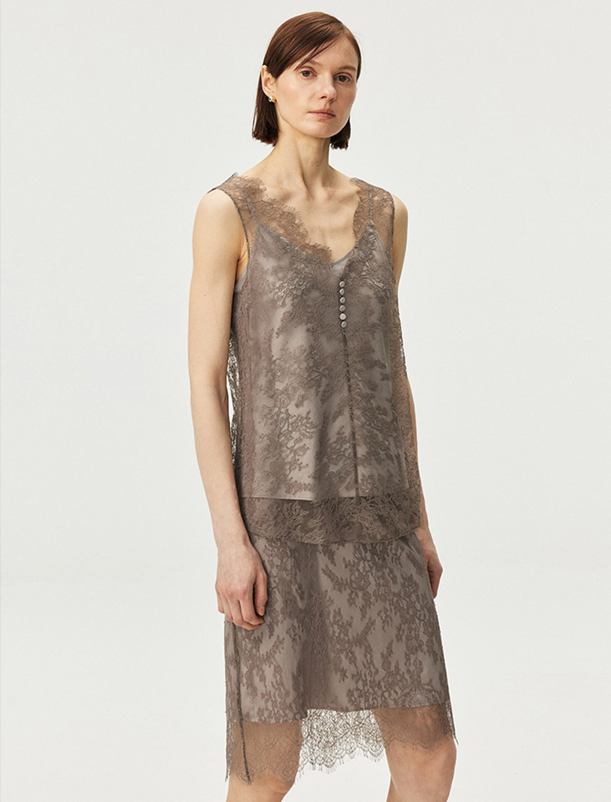 Sheer Lace Midi Skirt