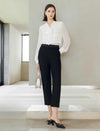 White Ruched Tie-Neck Blouse