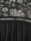 Black Lace Detail Pleated Maxi Dress