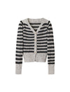 Shimmer Stripe Gold-Tone Button Knit Cardigan