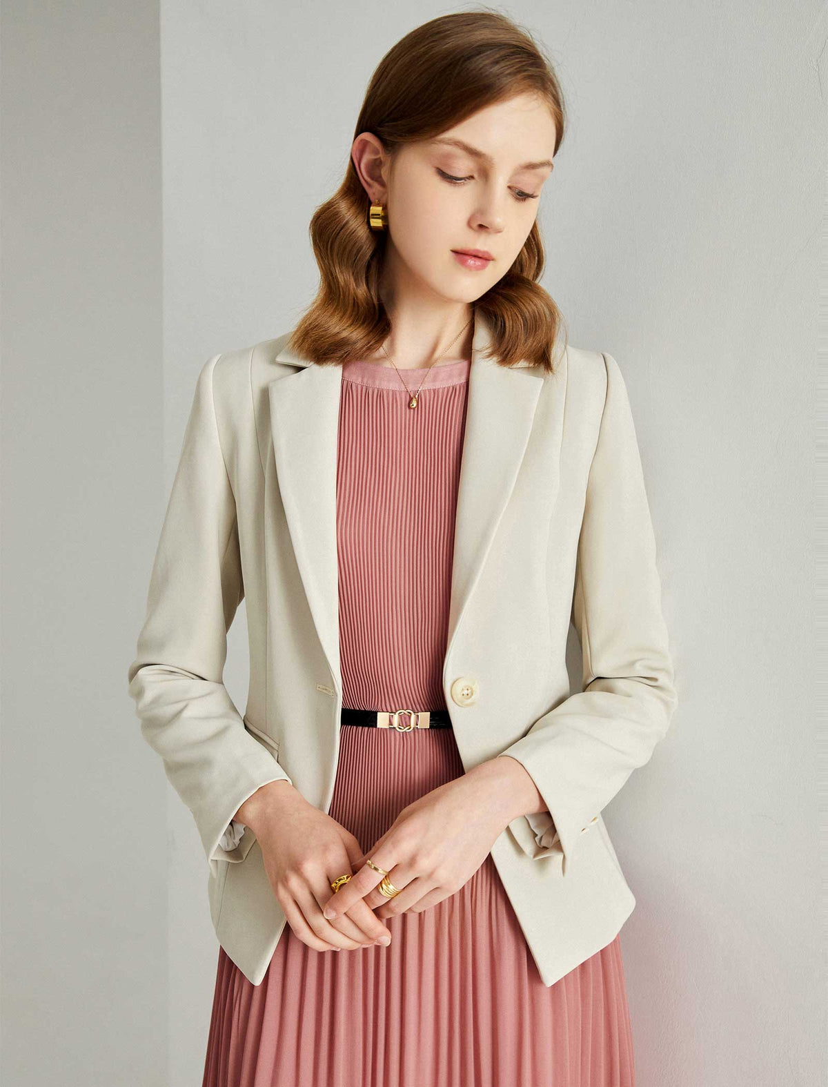 Brandy Rose Pleated Midi Dress