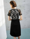Lace Panel Waist-Cinched Fitted Dress