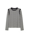 Striped Contrast-Panel Long-Sleeve Knit Top