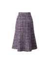 Dark Purple Tweed Fishtail Midi Skirt