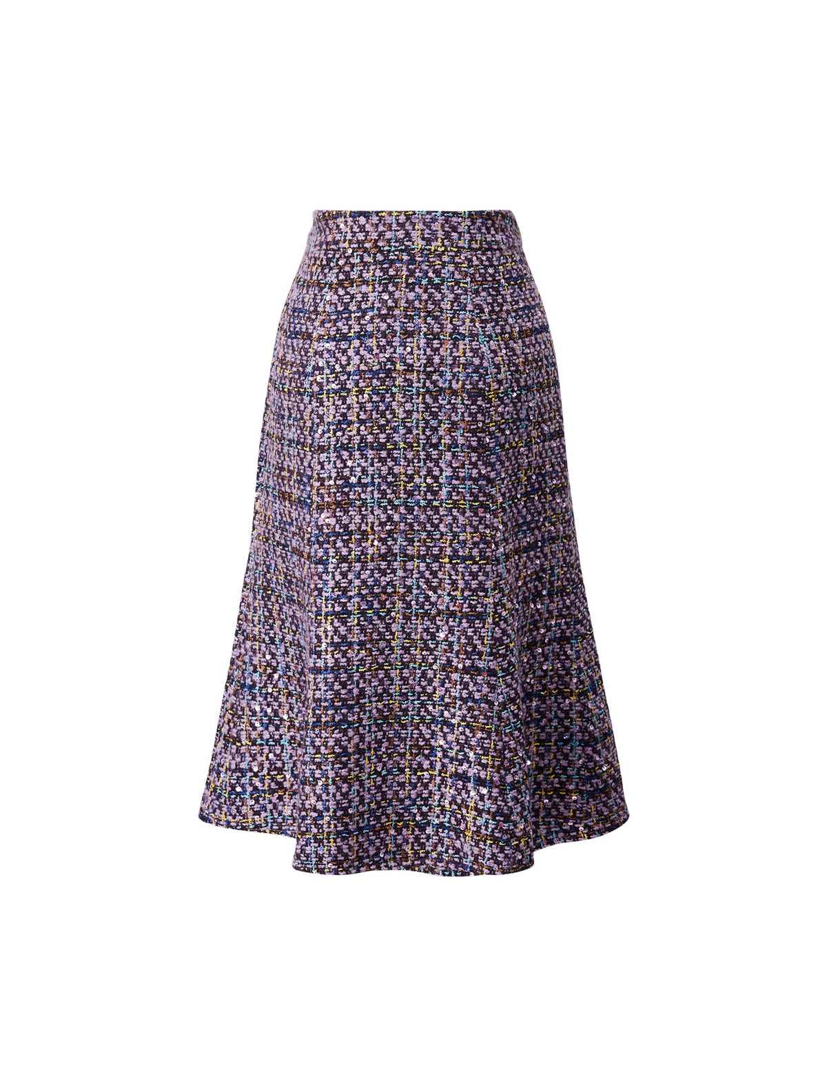 Dark Purple Tweed Fishtail Midi Skirt