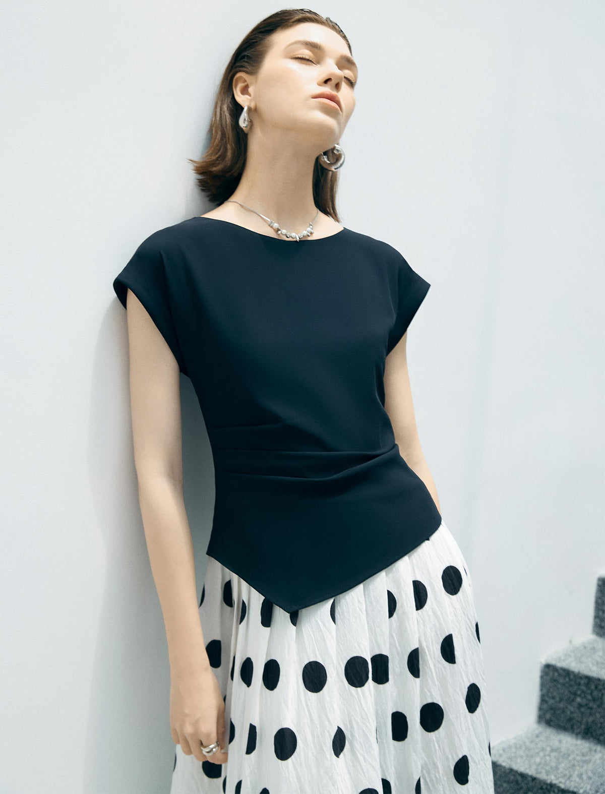 Black & White Polka Dot Midi Dress