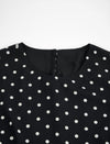 Black Polka Dot Puff Sleeve Ruffle Hem Dress