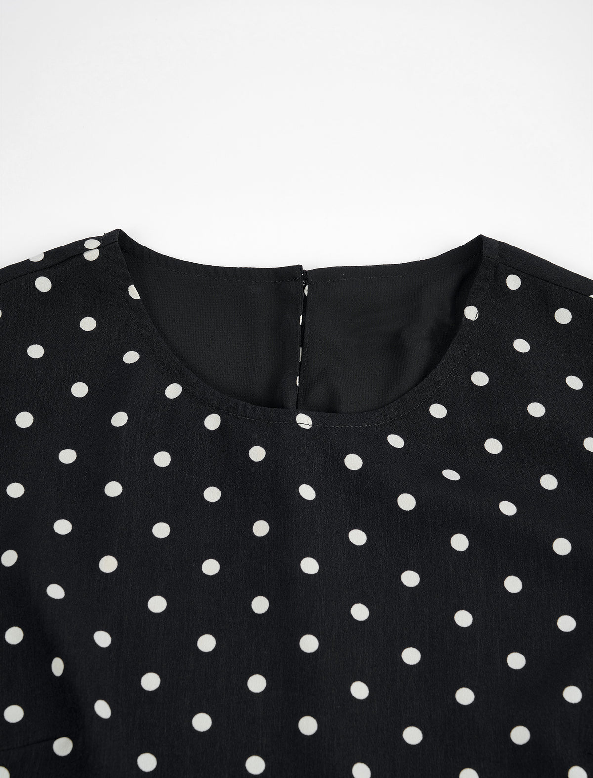 Black Polka Dot Puff Sleeve Ruffle Hem Dress