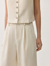 Linen Blend Wide-Leg Tailored Pants