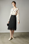 Floral Lace Tulle Hem Midi Skirt