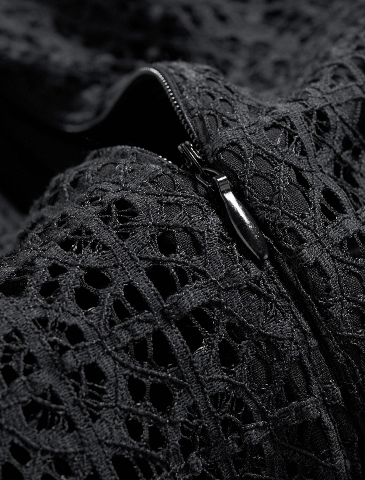 Embellished Trim Black Lace Midi Dress