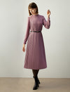 Mock Neck Pleated Midi Dress