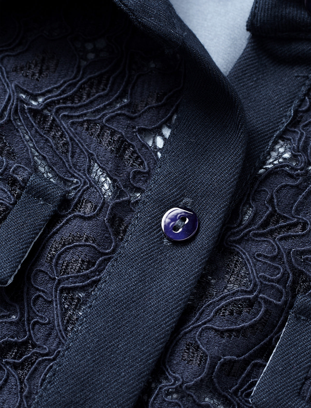 Navy Blue Lace Shirt Dress