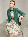Floral Print Contrast Collar Shirt Dress