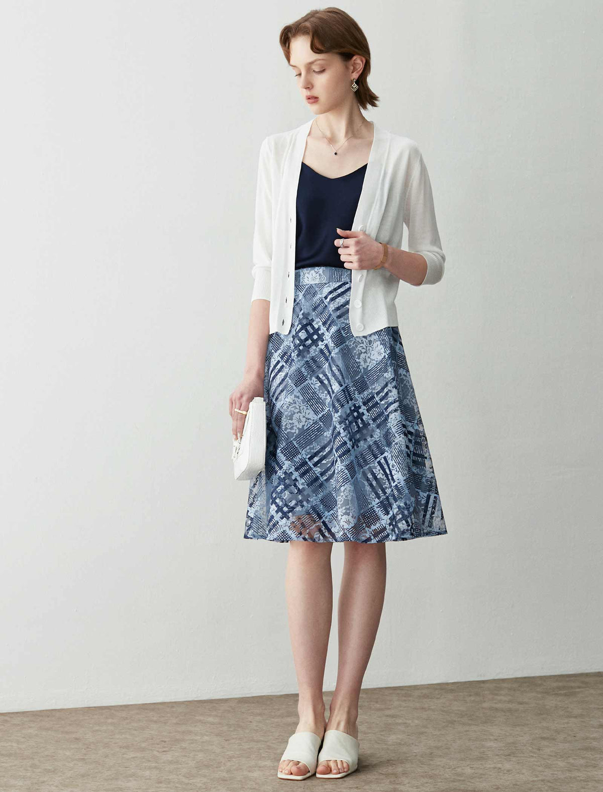 Plaid Lace A-Line Skirt