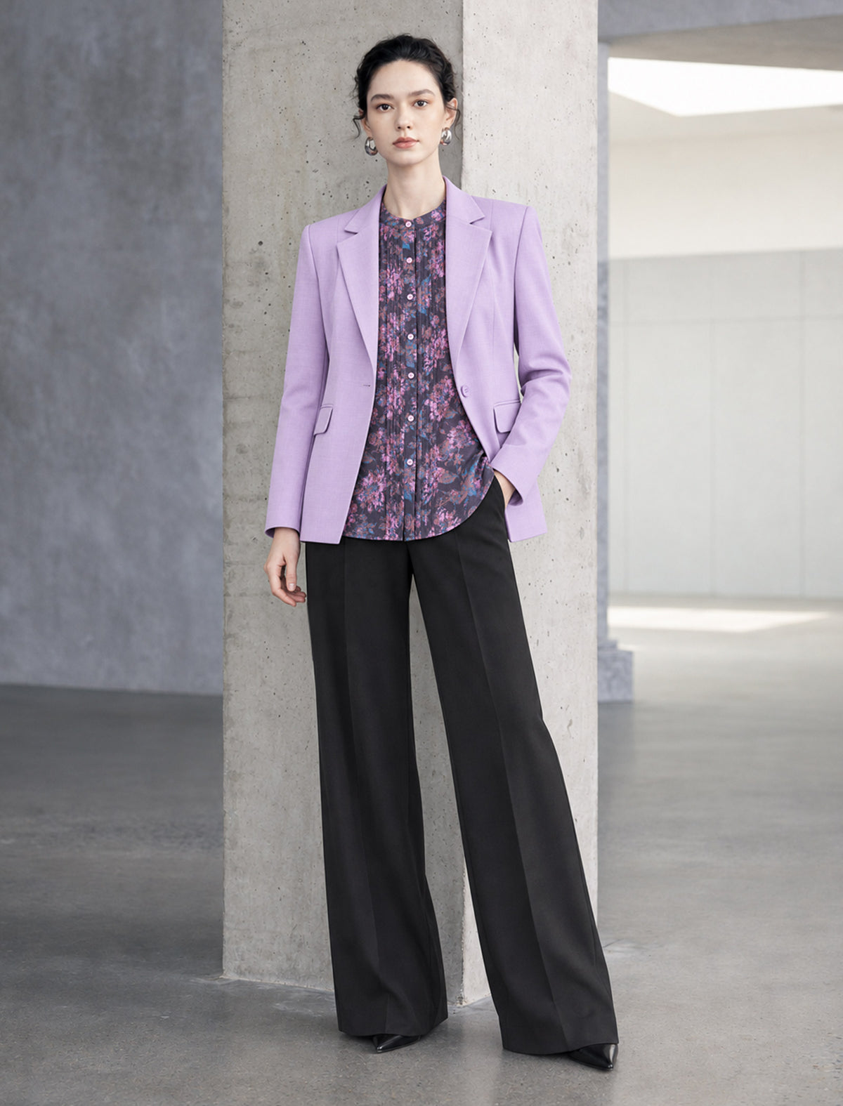 Soft Lavender Single-Breasted Blazer