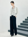 Contrast-Trim Button-Front Cardigan
