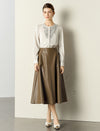A-Line PU Leather Midi Skirt