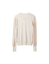 Wool Blend Tie‑Neck Ruffled Trim Lantern Sleeve Knit Top