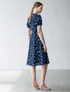 V-Neck Floral Waist-Cinched Dress