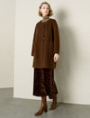 Brown Wool-Alpaca Blend Toggle Closure Coat