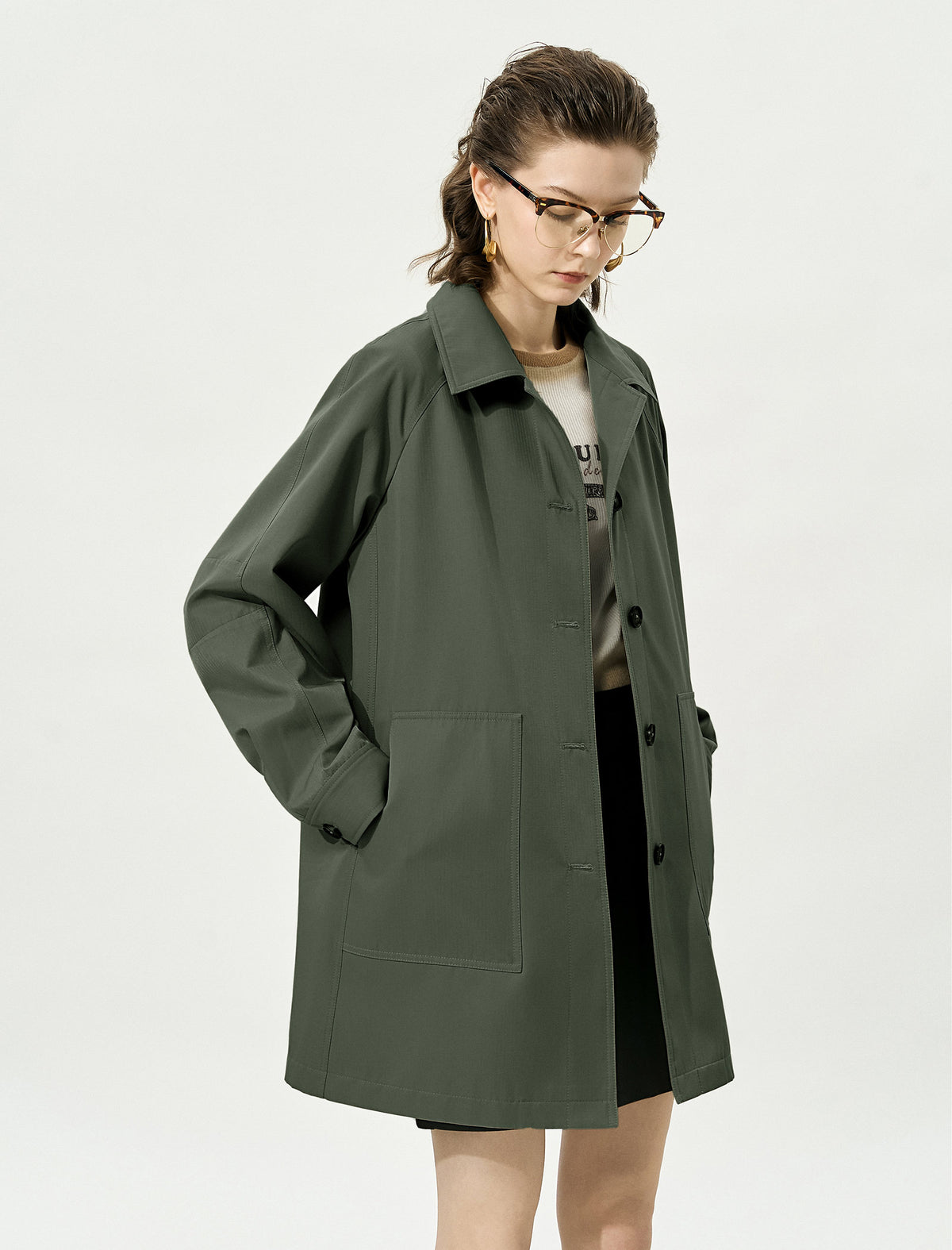 Vintage Loose Mid-Length Trench Coat