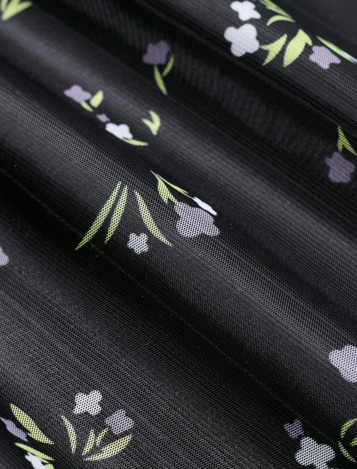 Black Mesh Floral Midi Skirt